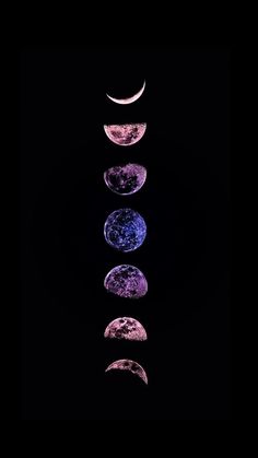 five phases of the moon in different colors