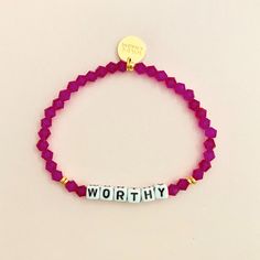 Our handcrafted bracelets are each made with a little word that reminds you of - your strengths, your travels, your loved ones, and so much more. By wearing WILDCHARM bracelets, you get a daily reminder of something that is important to you. This listing is for the bead color scheme you see in the images, customize any word you like! D E T A I L S  --------------------------- * Hand-crafted using fine-cut crystals and acrylic letter beads * Gold-plated brass hardware or silver-plated hardware * Letter Bracelet Beads, Letter Bead Bracelet, Letter Bead Bracelets, Spiritual Bracelets, Preppy Bracelets, Christian Bracelets, Word Bracelet, Bracelets Design, Acrylic Letters