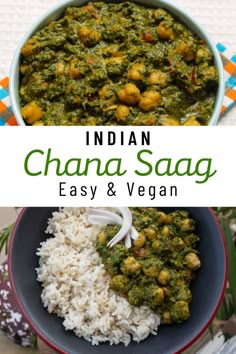 Savor the flavors of vegan Indian Chana Saag Curry! This recipe features chickpeas and spiced spinach, perfect for a healthy and delicious meal. Get the recipe now! Chana Saag Vegan, Saag Curry Recipe, Spinach Curry Indian Foods, Indian Food Recipes Spinach, Bean Based Meals Healthy, Plant Based Spinach Recipes, Spinach With Chickpeas, Indian Spinach Curry, Healthy Vegetarian Indian Recipes