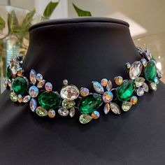 Nwot. Beautiful Emerald Green And Clear Crystal Statement Necklace. Length 12”, With And Extra 3” Extender. Lobster Claw Clasp. Wedding Jewelry, Bridal Necklace, Statement Necklace, Party Necklace, Gemstone Jewelry Set. Green Metal Choker For Party, Green Crystal Jewelry For Party, Green Crystal Rhinestone Necklace, Green Jeweled Necklaces For Party, Green Metal Jewelry For Party, Green Metal Jewelry For Parties, Green Jeweled Necklace For Party, Green Rhinestone Party Necklace, Green Jeweled Rhinestone Necklace For Party