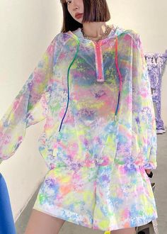 Fashion Rainbow Tie Dye UPF 50+ Coat Jacket Two Pieces Set SummerFabric: Cotton BlendedSize & Fit: Fit: This garment fits true to size.Length: Size 5XL measures 26.13"from shoulder to hemBust: Great for any cup size. Waist: Loose Fit. Comfortable room throughout midsection.Hip: Loose Fit - room for hips. Hand Wash Cold. Chic Black Outfits, Two Piece Sets Summer, Outfit Bar, Rainbow Tie Dye, Rainbow Tie, Knitted Tops, Comfortable Room, Linen Maxi Dress, Skating Dresses