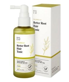 a bottle of better root hair tonic sitting next to a box on a white background