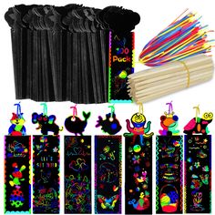 glow in the dark bookmarks and pencils for kids to use with arts and crafts