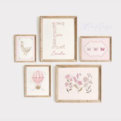 LIMITED EDITION DESIGN- Create the nursery of your dreams with our Custom Pink Vintage Nursery Gallery Wall Set. As a mother, I recognize the value of high quality and thoughtful artwork to have in the background of our most precious memories. I make every design with love, care, and dedication. PROCCESSING TIME: 24-72 HOURS. Following your purchase, you can expect your files to be delivered within 72 hours. Note, this item is a DIGITAL DOWNLOAD. No physical item will be shipped. WHAT YOU GET: 5 Name For Nursery Wall, Vintage Ballerina Nursery, Pink Vintage Nursery, Girly Nursery Ideas Pink, Vintage Pink Nursery, Vintage Nursery Art, Coquette Nursery, Pink Toddler Rooms, Mini Gallery Wall