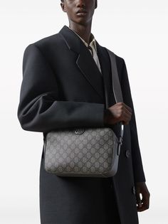 medium Ophidia messenger bag from Gucci featuring slate grey, GG Supreme canvas, leather trim, signature Interlocking G logo plaque, silver-tone hardware, adjustable shoulder strap, top zip fastening, main compartment and internal zip-fastening pocket. This item is in size UNI and the color is Gucci Crossbody Bag For Business, Gucci Luxury Shoulder Bag With Gunmetal Hardware, Gucci Formal Satchel With Removable Pouch, Luxury Gucci Shoulder Bag With Gunmetal Hardware, Gucci Satchel With Removable Pouch For Formal Occasions, Designer Gucci Shoulder Satchel, Business Bags With Removable Pouch In Signature Coated Canvas, Business Bags With Removable Pouch In Coated Canvas, Gucci Coated Canvas Crossbody Shoulder Bag