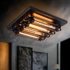 a ceiling light that is in the middle of a room