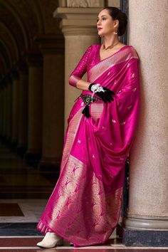 Experience the luxurious elegance of our pure Satin crepe Silk Saree, a masterpiece crafted with precision and care. This saree combines the soft, lustrous finish of satin with the rich heritage of handloom weaving, resulting in a drape that exudes sophistication and timeless beauty. Perfect for special occasions, its graceful fall and subtle sheen make it a standout piece in any wardrobe. --------------------------------- S A R E E ● D E T A I L S --------------------------------- ● Fall and Edging : Done ● Tassel : Done ● Petticoat : On request Extra Charges ● Drapping Saree (Ready to wear) : On Request Extra Charges ● Blouse : Matching Unstitched Piece (See in option) ● Occasion : Wedding, Party, Festive, Function ● Type: Bollywood ● Includes : 1 Saree, 1 Blouse Piece ● Saree length : 5 Elegant Paithani Silk Pre-draped Saree For Designer Wear, Embroidered Paithani Silk Saree, Traditional Wear For Eid With Unstitched Blouse, Unstitched Blouse For Diwali Traditional Wear, Elegant Pink Paithani Silk Blouse Piece, Elegant Paithani Silk Blouse Piece With Pallu, Elegant Semi-stitched Paithani Silk Pre-draped Saree, Elegant Pre-draped Paithani Silk Saree With Unstitched Blouse, Elegant Pre-draped Paithani Silk Saree With Zari Work