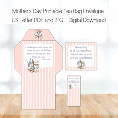 mother's day printable tea bag envelope with freebiete us letter and jfg digital download