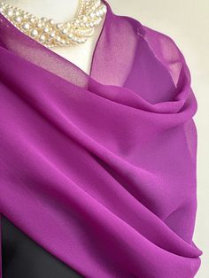 This fasionable versatile sheer chiffon shawl can be used to dress up an outfit for a special evening, a wedding or as a neck scarf. Effortlessly give a dress a new look by simply adding this shawl. Perfect as bridesmaid gifts or wedding favours, the perfect gift for any occasion. Mix and match with similar or contrast color jewelry, soaps, hand lotions or a box of chocolates and make the perfect personalized gift pack. Perfect as wedding coverup, bridesmaids gifts. Measures 20"Wx 74"L rectangul Purple Scarves For Wedding, Elegant Purple Silk Scarf For Wedding, Elegant Purple Silk Scarf, Chiffon Silk Scarf For Weddings, Purple Silk Scarves For Formal Occasions, Elegant Purple Shawl Scarves, Elegant Purple Shawl Scarf, Formal Purple Silk Scarves, Formal Purple Silk Scarf