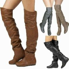 Trendy Fashion Women's Slouch Boots Over Knee High Round Toe Shoes Plus Size US4.5-13, Womens Shoes Biker Shoes, Knee Boots Flat, Slouch Boots, Popular Boots, Thigh Boots, Round Toe Shoes, Platform Block Heels, Thigh Boot, Slouched Boots