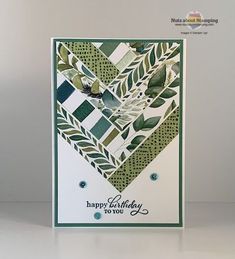 a happy birthday card with leaves on it