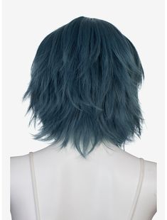 Short Blue Hair With Bangs, Lob Shag Haircut, Aphrodite Style, Longer Bangs, Short Blue Hair, Long Layers With Bangs, Crown Making, Layered Short, Epic Cosplay