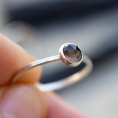 This silver ring with Smoky Quartz stone is a beautiful minimalist jewel and has a classy and stylish look.  The ring is 1 mm thick and is very sturdy although it looks very dainty on the finger.  You can order a ring of any size. If you are not sure about your size, this might be helpful: findmyringsize.com If you want to buy the ring as a gift and you don't know the precise size, you may also choose a standard size: Small (UK- M, USA - 6) Medium (UK - P, USA - 7,5) Large (UK - S, USA - 9). Ple Modern Pearl Earrings, Pink Morganite Engagement Ring, July Birthstone Ring, Victorian Engagement Rings, Simple Silver Jewelry, Natural Ruby Ring, Silver Jewelry Box, Silver Jewelry Design, Three Stone Diamond