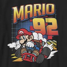 an image of mario 99 on a black shirt