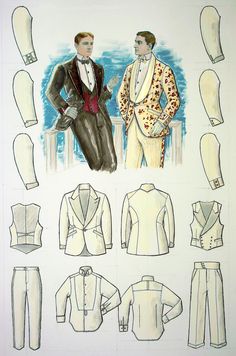 "1909 BESPOKE: These are our completely custom handmade suits. Each suit is crafted for an individual customer based on his tastes and lifestyle, and the price of the suit includes us spending 4 hours on designing your suit alone and sketching ideas. These suits are completely patterned, cut, and sewn here in our studio in Denver, Colorado. The name \"1909 Bespoke\" reflects the fact that the most interesting period for men's suits was the period between 1909 and 1921. Men wore suits for almost Victorian Tuxedo, Mens Evening Wear, Velvet Dinner Jacket, Velvet Tuxedo, Pale Beige, Sketching Ideas, Gold Plated Watch, Dinner Jacket, Mens Formal Wear