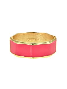 Our Golden Enamel Hinged Bracelet is sure to make you a show-stopper! Crafted by Fornash, this golden-hinged treasure comes in a hot pink or classic black enamel lacquer, making it a perfect pair for your fashion-forward accessories. Shine on, gorgeous! Colors: Hot Pink or Black Brand: Fornash Includes x1 Bracelet Black Hot Pink, Hinged Bracelet, Shine On, Black Enamel, Hinges, Classic Black, Perfect Pair, Women's Accessories, Hot Pink