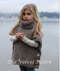 This listing is a PDF PATTERN ONLY for the Azel Pullover This pullover is handcrafted and designed with comfort and warmth in mind... Perfect for layering through all the seasons... This design makes a wonderful gift and of course also something great for you to wrap up in too. All patterns Heidi May, Crochet Poncho Kids, Velvet Acorn, Girls Poncho, Look Boho Chic, Poncho Pattern, Haken Baby, Crochet Poncho, Knitting For Kids