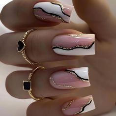 Ballet Designs, Nagel Tips, Fake Nails With Glue, Gold Powder, Nail Length, False Nail, Nail Arts, False Nails, Nail Art Design