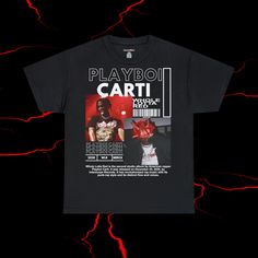 Playboi Carti T-Shirt Hiphop Shirt Whole Lotta Red Tshirt fan made shirt WLR Die Lit Narcissist 999| this Playboi Carti tee is a must-have!  ⚡PRODUCT DETAILS & SIZING⚡ The unisex heavy cotton tee is the basic staple of any wardrobe. It is the foundation upon which casual fashion grows. All it needs is a personalized design to elevate things to profitability. The specially spun fibers provide a smooth surface for premium printing vividity and sharpness. No side seams mean there are no itchy interruptions under the arms. The shoulders have tape for improved durability. ⚡SHIPPING AND PRODUCTION TIME⚡ 4-7 Days (depends on Location) ⚡CARE INSTRUCTIONS⚡ Machine wash: warm (max 40C or 105F); Non-chlorine: bleach as needed; Tumble dry: medium; Do not iron; Do not dryclean. ⚡HOW TO ORDER⚡ * Choose Trendy Red T-shirt For Streetwear, Red Logo Print T-shirt For Streetwear, Red Hip Hop T-shirt With Graphic Design, Graphic Tee With Text Print For Streetwear, Short Sleeve Screen Print Tops For Streetwear, Screen Print Short Sleeve Tops For Streetwear, Pop Culture Streetwear Shirt With Letter Print, Hip Hop Graphic Print Crew Neck T-shirt, Pop Culture Graphic Print Crew Neck Shirt