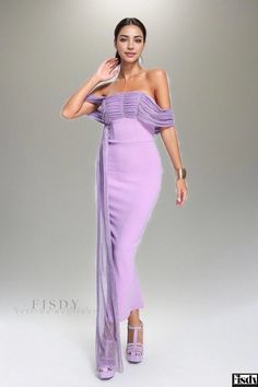 Fisdy - Sophisticate Series: Inya Elegant Off-Shoulder Ruched Dress Purple L, Home Dress, Lace Midi, Lace Midi Dress, Ruched Dress, Purple Dress, Best Sellers, Puff Sleeve, Off Shoulder