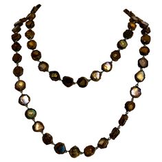 Spectacular sautoire necklace in delicate golden bronze iridescent mirrored fragments, all set in color 'talousel', French resin, by Line Vautrin - made in France circa 1950/60s. Line Vautrin, Chains Necklace, Jewelry Necklaces, Mirror, Chain, For Sale, Gold, Color