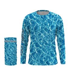 a long sleeved shirt with the words your next body printed on it in blue water