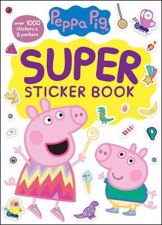 peppa pig sticker book is shown in front of an image of peppo the pig