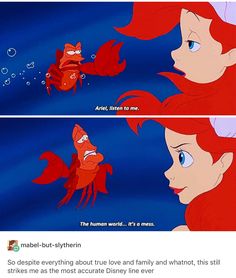 the little mermaid is talking to her friend