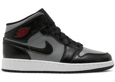 Jordan 1 Mid Shadow Red (GS) - 554725-096 Jordan 1 Mid Shadow Red, Jordan 1 Low Shadow, Air Jordan 1 Mid Gs, Original Air Jordans, Jordan Model, Nike Air Jordan 1 Mid, Jordan Sneakers, Sneakers Mode, Red Sneakers