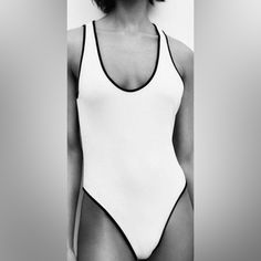 Zara Piped Asymmetrical Bodysuit Elegant Summer Bodysuit With Minimal Stretch, Sleek Summer Workwear Bodysuit, Sleek Summer Bodysuit For Workwear, White Summer Workwear Bodysuit, Summer Asymmetrical Stretch Bodysuit, Summer Stretch Asymmetrical Bodysuit, Sleek White Swimwear For Summer, Sleek White Summer Swimwear, Trendy Zara Bodysuit