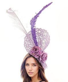 Purple Lilac Lavender Feather Kentucky Derby Fascinator Hat Wedding Cocktail Party Ascot Formal Occasion Races Woman Headwear Headpiece Hats By Cressida Kentucky Derby & Ascot Fascinator Hats Criss cross lightweight fiber base trimmed with orange peonies and burnt and trimmed ostrich feathers Base measures 14 inches wide This purple and lilac headpiece is mounted with a matching headband. If you prefer a headband to match your hair, please make a note at check out what colour headband you want. Lilac Headpiece, Orange Peonies, Kentucky Derby Fascinator, Wedding Cocktail Party, Derby Fascinator, Hat Wedding, Base Trim, Lilac Lavender, Purple Hats