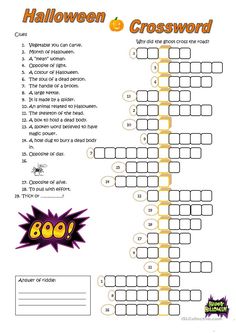 halloween crossword with an orange and yellow background