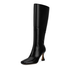 PRICES MAY VARY. ✔DOEYG black knee high tall boots crafted with premium elastic faux leather, breathable synthetic lining, and durable rubber sole. ✔Black tall boots with hourglass shaped heel, the heel height is approximately 8cm/3.15inch. This height makes you feel as comfortable, no matter how long you wear it, you won't be tired. ✔Black boots shaft height is approximately 38cm/14.96", top opening is approximately 40cm/14.75” ✔Those black tall boots feature with square toe, stiletto kitten he Boots Dressy, Black Boot Heels, Heel Tall Boots, Black Leather Knee High Boots, Leather Knee High Boots, Boots Square Toe, Black Boots Tall, Dressy Fashion, Stiletto Boots