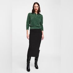 Nwt Dark Gray 0/5536/107/922/04 Casual Green Pencil Skirt For Fall, Casual Relaxed Fit Pencil Skirt For Winter, Casual Winter Midi Pencil Skirt, Casual Winter Pencil Skirt With Relaxed Fit, Winter Casual Pencil Skirt, Casual Winter Workwear Pencil Skirt, Green Winter Pencil Skirt, Winter Green Pencil Skirt, Zara Pencil Skirt For Winter