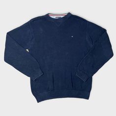 Vintage 1990s Tommy Hilfiger Navy sweater. In great vintage condition!!    Pit to Pit: 23 inch Shoulder to Bottom: 26 inch Tag Size: L Fits Like: L Condition: Please view the photos for signs of wear as these vintage items may have signs of natural vintage wear, and feel free to message us with any questions! 90s Crewneck, 90s Sweater, Navy Sweater, Tommy Hilfiger Sweater, Vintage Tommy Hilfiger, Sweater Vintage, Pattern Sweater, Navy Sweaters, Knit Pullover