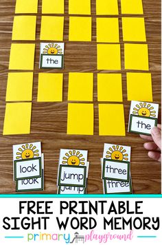 the free printable sight word memory game