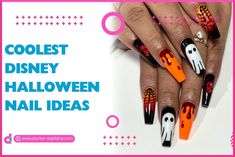 41+ Disney Halloween Nail Ideas You’ll Love For 2024 Disney Halloween Nails, White Chrome Nails, Halloween Nail Ideas, Fall Nail Ideas