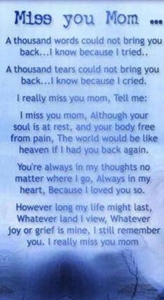 a poem written in the language of miss you mom