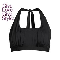 in stock Black T-back Halter Top For Poolside, Black Stretch Halter Top For Swimming, Fitted Black Padded Swimwear, Black Padded Swimwear For Summer, Black Racerback Swimwear For Beach Season, Padded Black Swimwear For Summer, Chic Black Halter Top For Pool, Fitted Black Tankini Bra Friendly, Fitted Bra Friendly Black Tankini