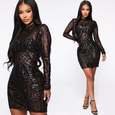 Showing What I Got Sequin Mini Dress - Black, Dresses | Fashion Nova Stretch Black Mini Dress For Parties, Black Mini Bodycon Dress For Party Season, Black Sequin Stretch Dress, Glamorous Knee-length Black Mini Dress, Fitted Black Sequined Bodycon Dress, Black Sequin Long Sleeve Bodycon Dress, Black Sequin Knee-length Bodycon Dress, Fitted Black Bodycon Dress With Sequins, Black Long Sleeve Sequined Bodycon Dress