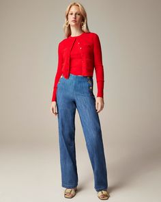 J.Crew: Chambray Sailor Wide-leg Pant For Women The Best Jeans, Pant For Women, Sailor Pants, J Crew Women, Buy List, Pants Denim, J Crew Men, Jcrew Women, Best Jeans