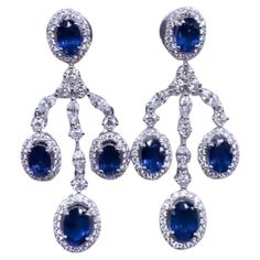 An exclusive pair of earrings. Truly stunning! Opulent Ceylon Sapphires and Diamonds earrings. An elegant blue is magic. The power to let us feel confident . Adorn your look and adds a touch of charm and beauty on your outfit. Designed with particular care of details, and crafted with meticulous attention. Magnificent earrings come in 18k gold with 8 pieces of Natural Ceylon Sapphires , in perfect oval shape , spectacular vibrant blue color, extra fine quality and grade, and 170 pieces of Natural Diamonds, in special mixed cut , of 2,00 carats, F color VS clarity , very sparkly. Handcrafted by artisan goldsmith. Complete with AIG report. Wholesale Price. Extremely HIGH QUALITY PRODUCT. Shop with Confidence. We can offer free worldwide shipping. Earring Video, Ceylon Blue Sapphire, Sapphire And Diamond Earrings, Diamonds Earrings, 18k Gold Earrings, Ceylon Sapphire, Ruby Diamond, Sapphire Stone, Modern Earrings