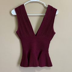 Nwt. No Flaws. In Excellent New Condition. Deep Wine Color. Open To Offers! Elegant Red Knit Top, V-neck Knit Top For Party, Deep Wine Color, Ronny Kobo, Wine Color, Wine Colored, Red Purple, Color Purple, Knit Top