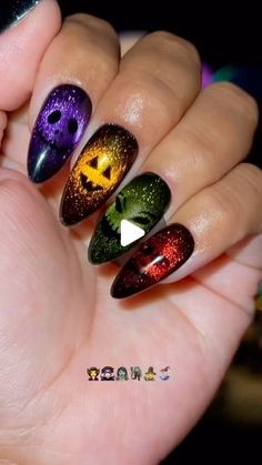 Nailart 💅🏻 on Instagram: "Halloween 👻 nailart new for you guys its very easy to make just in 2 minutes 🧛🏻‍♂️🧛🏻‍♂️🧛🏻‍♂️🧛🏻‍♂️🧛🏻‍♂️🧛🏻‍♂️🧛🏻‍♂️🧛🏻‍♂️🧛🏻‍♂️🧛🏻‍♂️🧛🏻‍♂️💅🏻💅🏻💅🏻💅🏻💅🏻💅🏻💅🏻💅🏻💅🏻💅🏻💅🏻💅🏻💅🏻💅🏻💅🏻💅🏻 #halloweennailart #halloween #halloweenmakeup #halloweencostume #nailsnailsnails #nailartnew#newpost #newreel #newreels #newmusic #newcollection #b #gelnails #nailaddict #nailsartist #nailspolish #nailsonpoint #instapic #instagram #instagood #instanewmusic #trendingreels❤️ #trendingnow #trend#likee #viralplzz👍👍👍❤️😍😘" Spooky Character, Character Nails, Jack Skeleton, Velvet Nails, Spooky Town, Magnetic Nails, Oogie Boogie