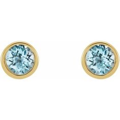 2000417 / Earring / Set / Natural Sky Blue Topaz / Round / 2.5 Mm / 14K Yellow Gold / Pair / Friction Backs Included / Polished / Natural Sky Blue Topaz Micro Bezel-Set Earrings Classic Round Blue Topaz Earrings, Blue Bezel Set Earrings For Formal Occasions, Topaz Yellow, Bezel Set Earrings, Set Earrings, Sky Blue Topaz, Stylish Watches, Blue Gemstones, Topaz Gemstone