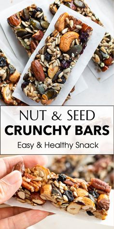 nut and seed crunchy bars with text overlay