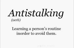 an image with the words antistalking in black and white text on it