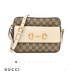 Questions? Leave A Comment Below! Gold Horse, Gucci Horsebit, Gucci Monogram, Horse Bits, Stylish Shoulder Bag, Beige Fabric, Small Shoulder Bag, Gucci Bag, White Leather