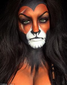 If you're already searching for Halloween inspiration, look no further than face painter, Natalie Costello. The 27-year-old, from Dublin, regularly transforms into Disney and fictional characters. Unique Halloween Makeup, Scar Makeup, Fantasy Make-up, Disney Makeup, Character Makeup, Pintura Facial