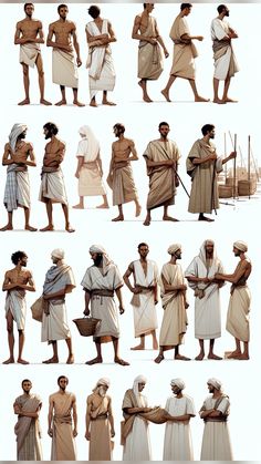 many different images of people in ancient costumes